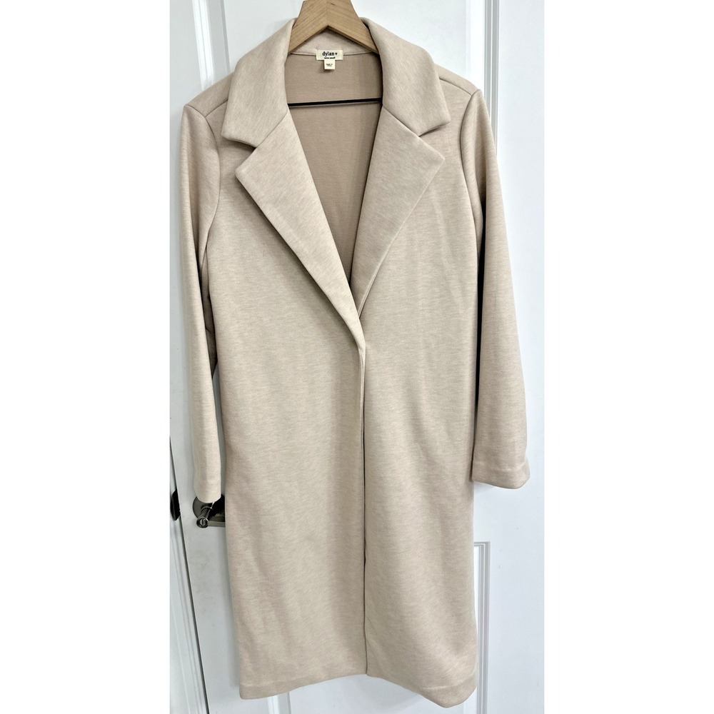 DYLAN🖤 Size XS Rowan Coat Open Front One Button Long Duster Tan Heather Pockets